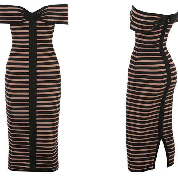 HOUSE OF CB 'Petra' Striped Bandage Midi Dress NWOT - Picture 5 of 10